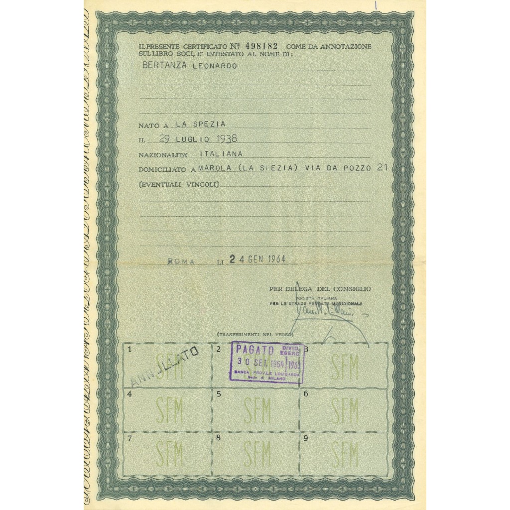 1964 - SOCIETA' ITALIANA PER LE STRADE FERRATE...