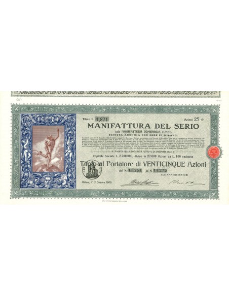 1909 - MANIFATTURA DEL SERIO - 25 AZIONI