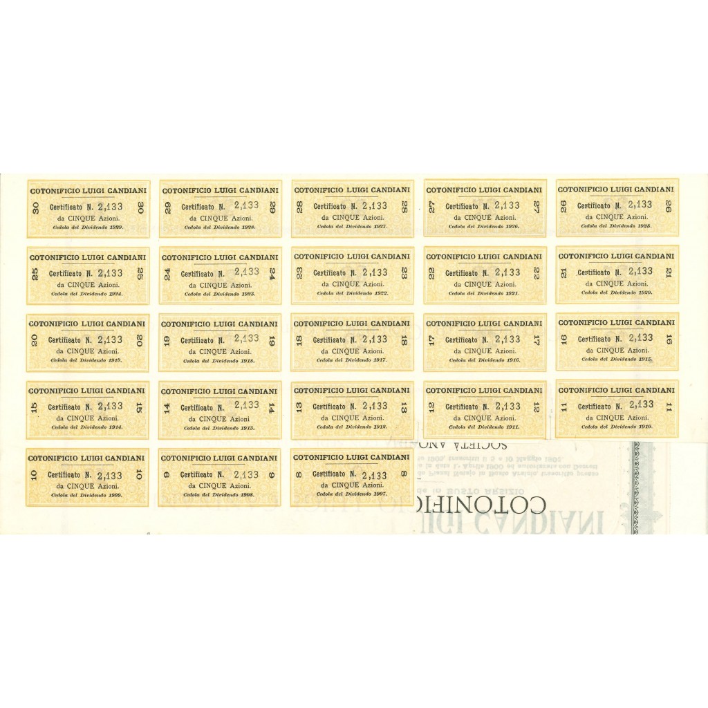 1905 - COTONIFICIO LUIGI CANDIANI - 5 SHARES