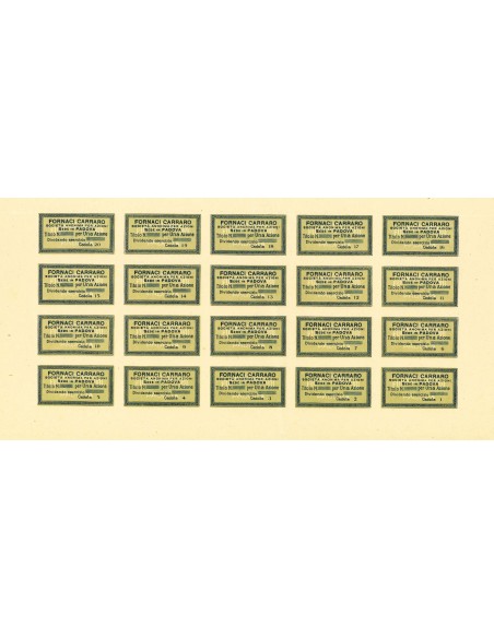 1920 - FORNACI CARRARO - SOC. ANON. PER AZ. SEDE IN PADOVA - 5 SHARES