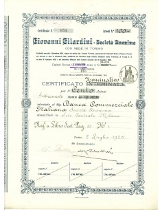 1920 - GIOVANNI GILARDINI - SOCIETA' ANONIMA - 100 AZIONI