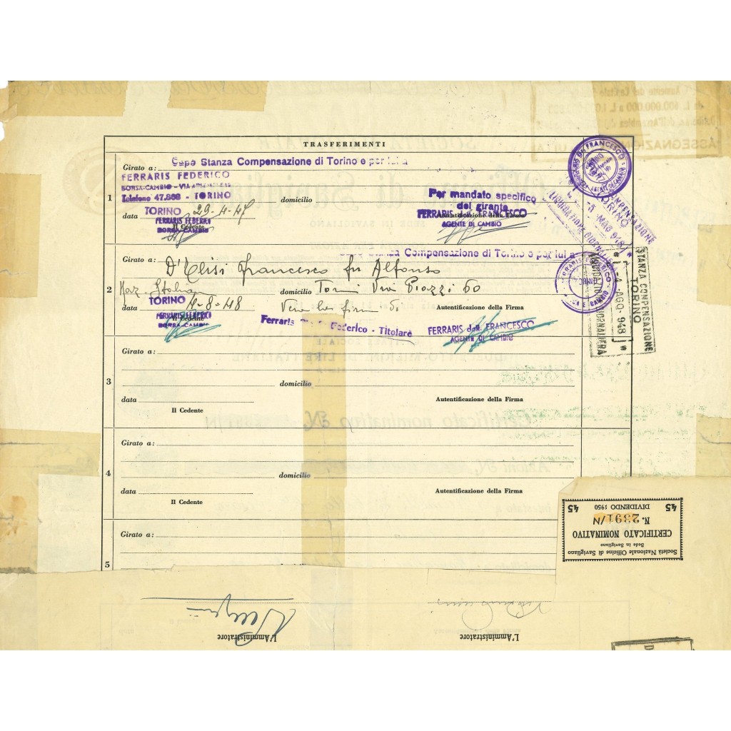 1950 - SOCIETA' NAZIONALE DELLE OFFICINE DI...