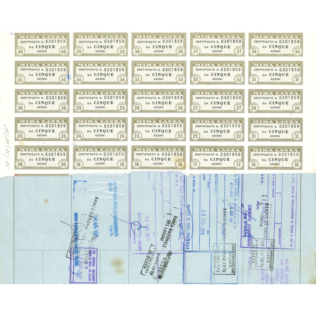 1977 - MIRA LANZA - 5 SHARES