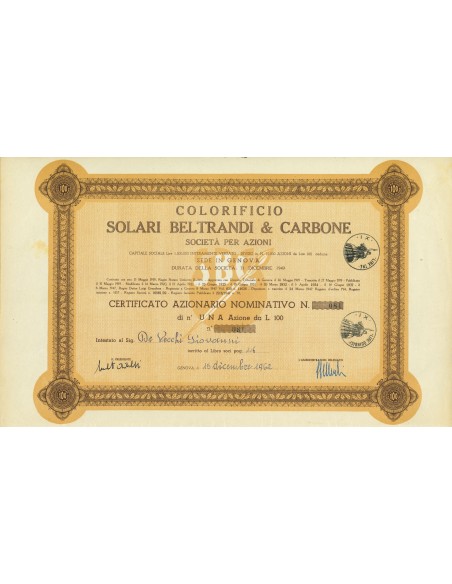 1947 - COLORIFICIO SOLARI BELTRANDI & CARBONE - 1 SHARES