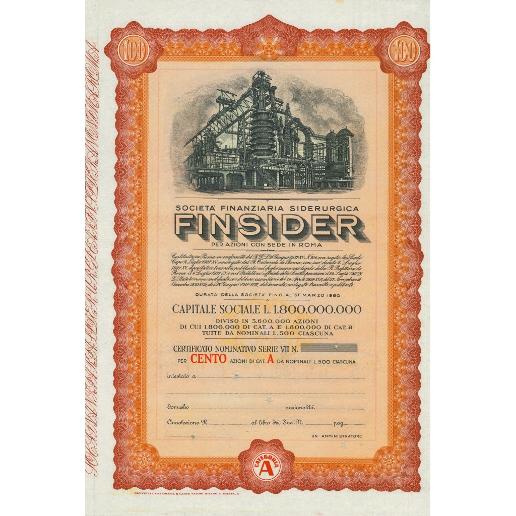 1960 - FINSIDER - 100 AZIONI