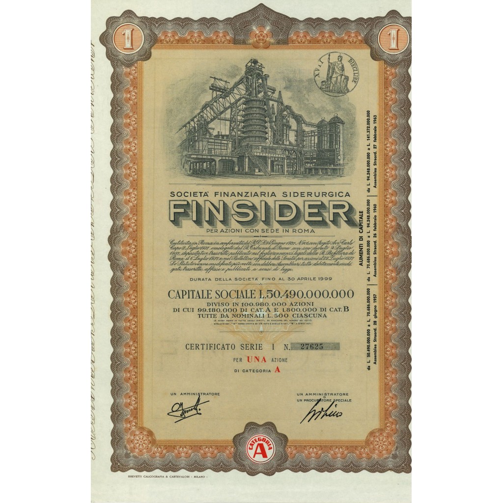 1937 - FINSIDER - 1 SHARE
