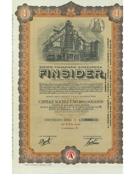 1937 - FINSIDER - 1 SHARE