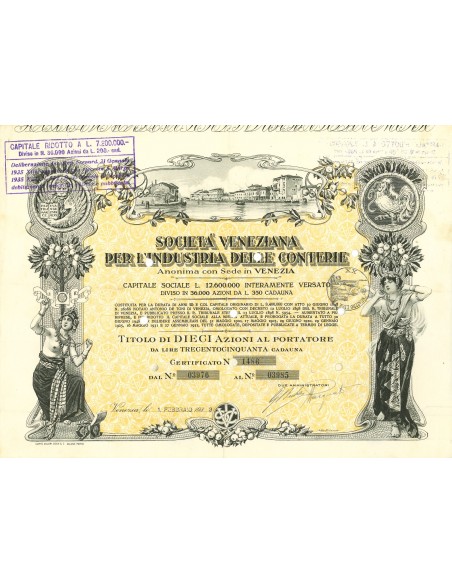 1933 - SOCIETA' VENEZIANA PER L'INDUSTRIA DELLE CONTERIE - 10 SHARES
