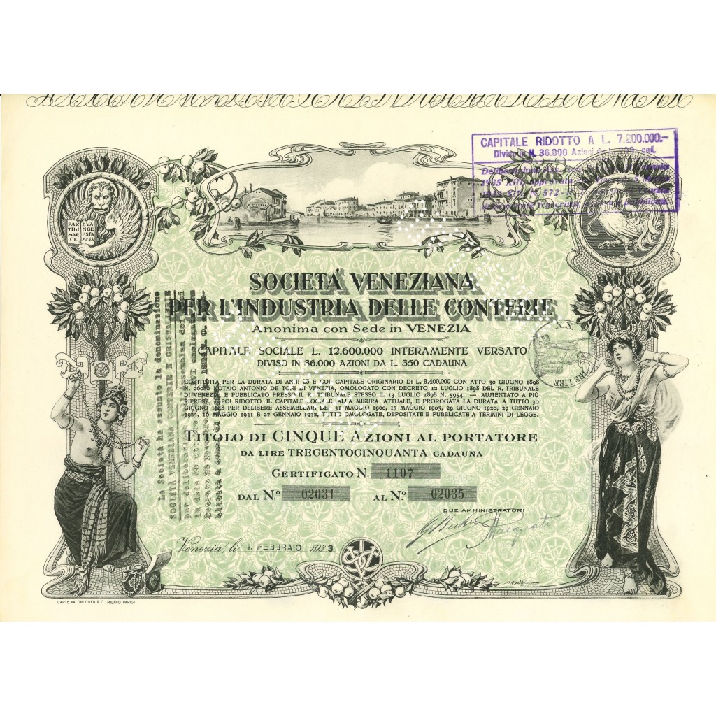 1933 - SOCIETA' VENEZIANA PER L'INDUSTRIA DELLE...