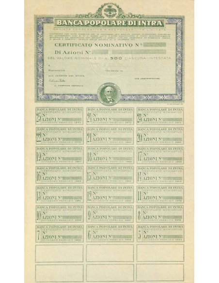 BANCA POPOLARE DI INTRA - AZIONI 1953