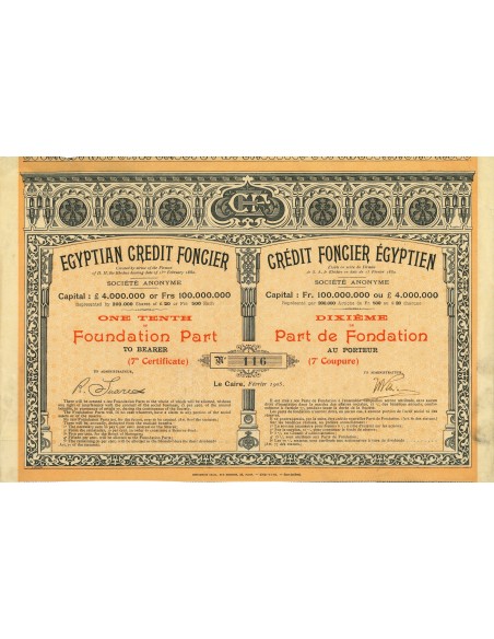 1905 - EGYPTIAN CREDIT FONCIER - FOUNDATION PART