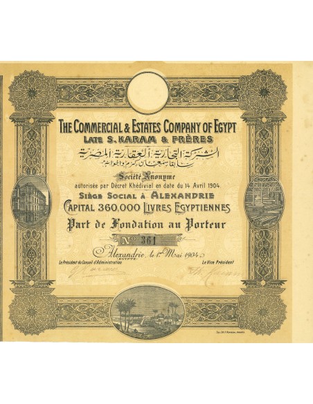 1904 - THE COMMERCIAL & ESTATES COMPANY OF EGIT - PART DE FONDATION
