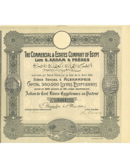 1904 - THE COMMERCIAL & ESTATES COMPANY OF EGYPT - 1 AZIONE