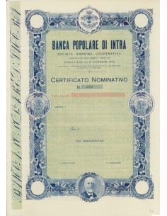 BANCA POPOLARE DI INTRA - CERTIFICATO DI AZIONI 1874