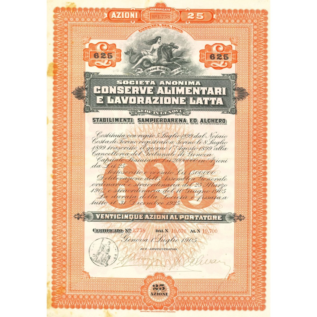 1905 - SOCIETA' ANONIMA CONSERVE ALIMENTARI E...