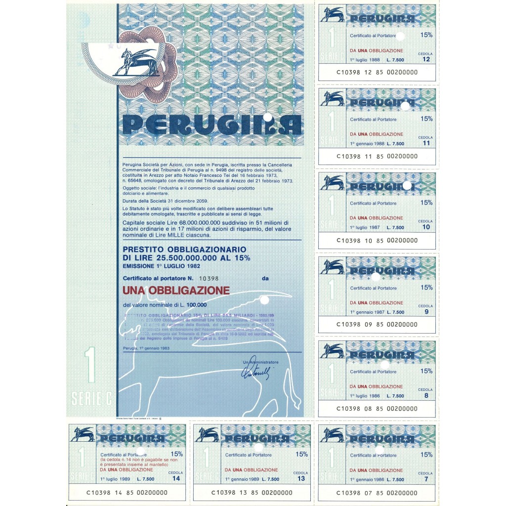 1983 - PERUGINA - 1 OBBLIGAZIONE
