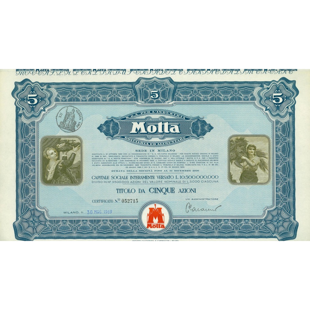 1969 - MOTTA - 5 SHARES