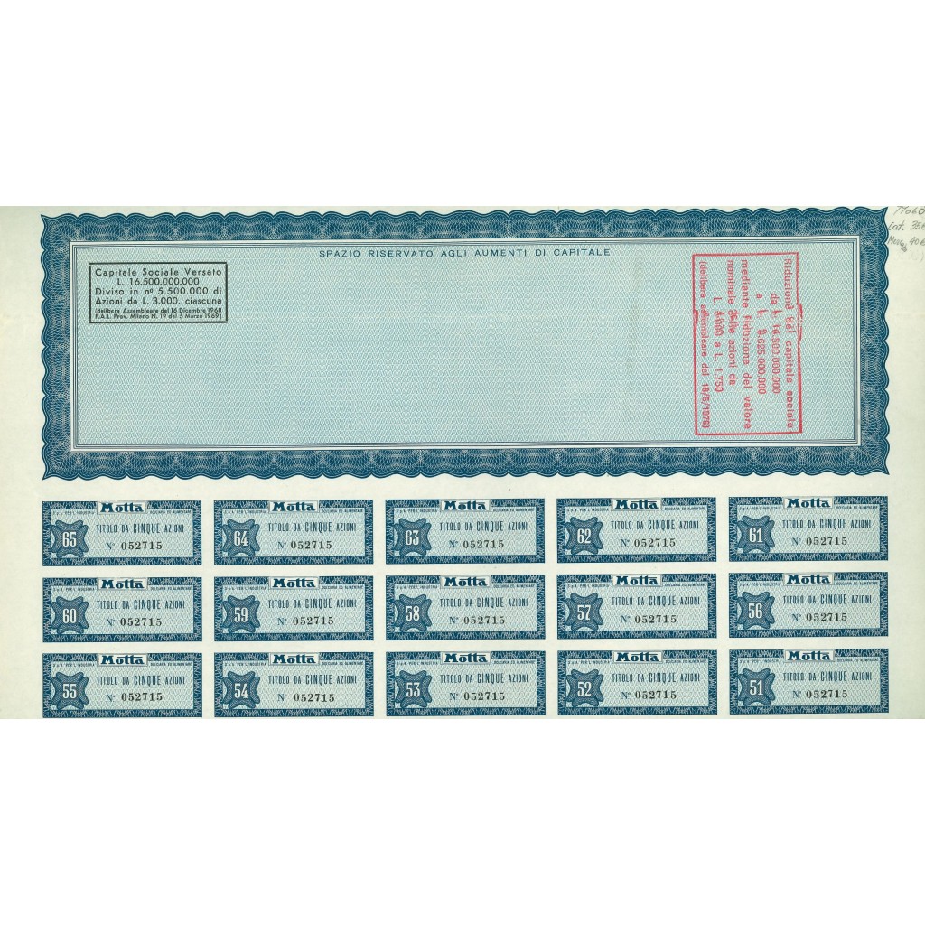 1969 - MOTTA - 5 AZIONI