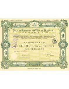 1921 - SOCIETA' ADRIATICA PER PESCA E TRASPORTI - 5 AZIONI