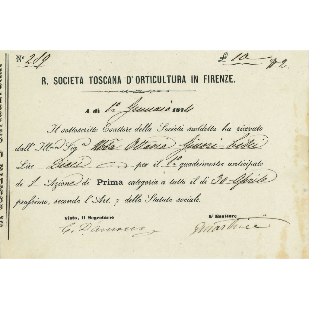 1874 - R. SOCIETA' TOSCANA D'ORTICULTURA IN...