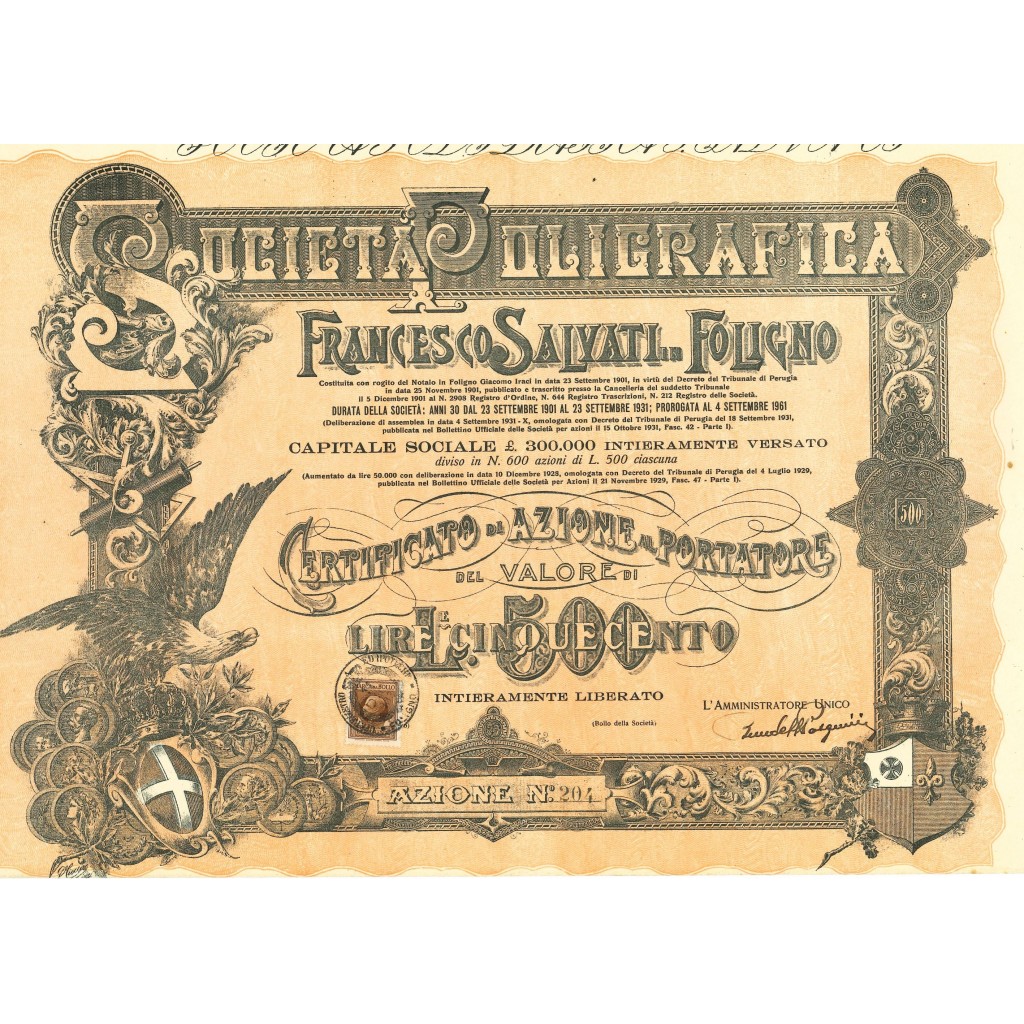 1901 - FRANCESCO SALVATI IN FOLIGNO - SHARES