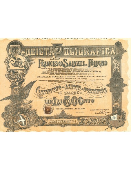 1901 - FRANCESCO SALVATI IN FOLIGNO - AZIONE AL PORTATORE