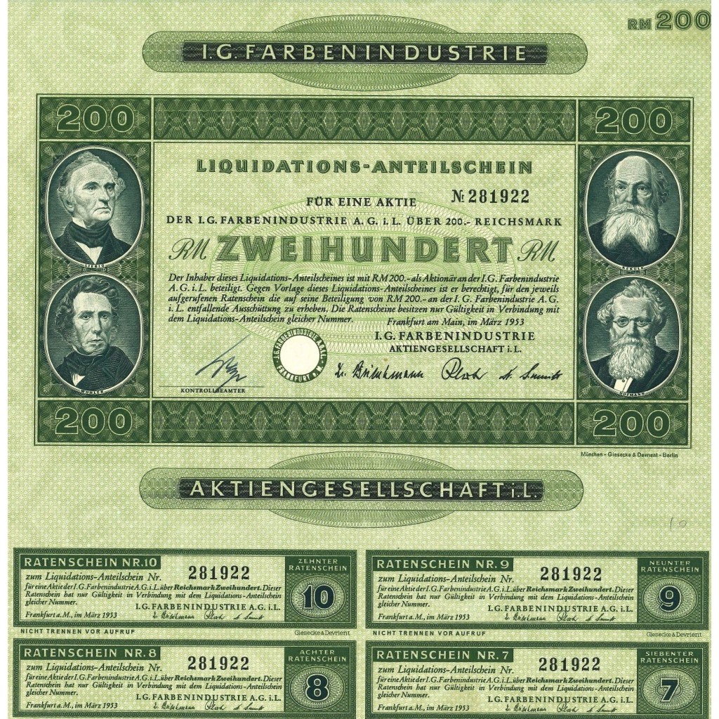 1953 - I. G. FARBENINDUSTRIE - 200 RM