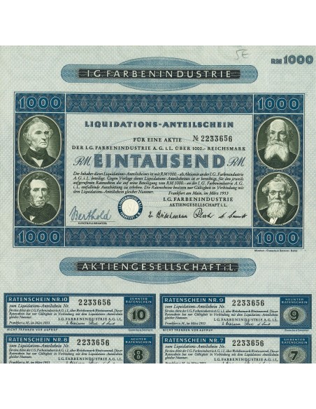 1953 - I. G. FARBENINDUSTRIE - 1000 RM