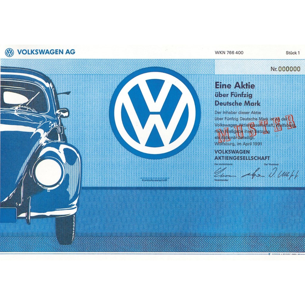 1991 - VOLKSWAGEN - 1 SHARE - MUSTER