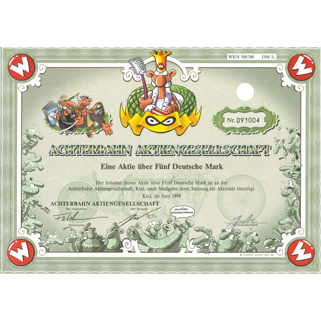 1998 - ACHTERBAHN AKTIENGESELLSCHAFT - 1 AZIONE