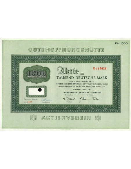 1961 - GUTEHOFFNUNGSHUTTE - 1000 RM