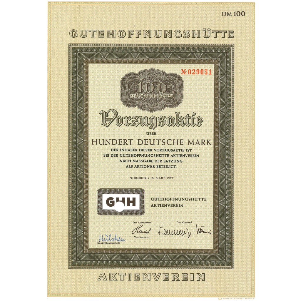 1961 - GUTEHOFFNUNGSHUTTE - 100 RM