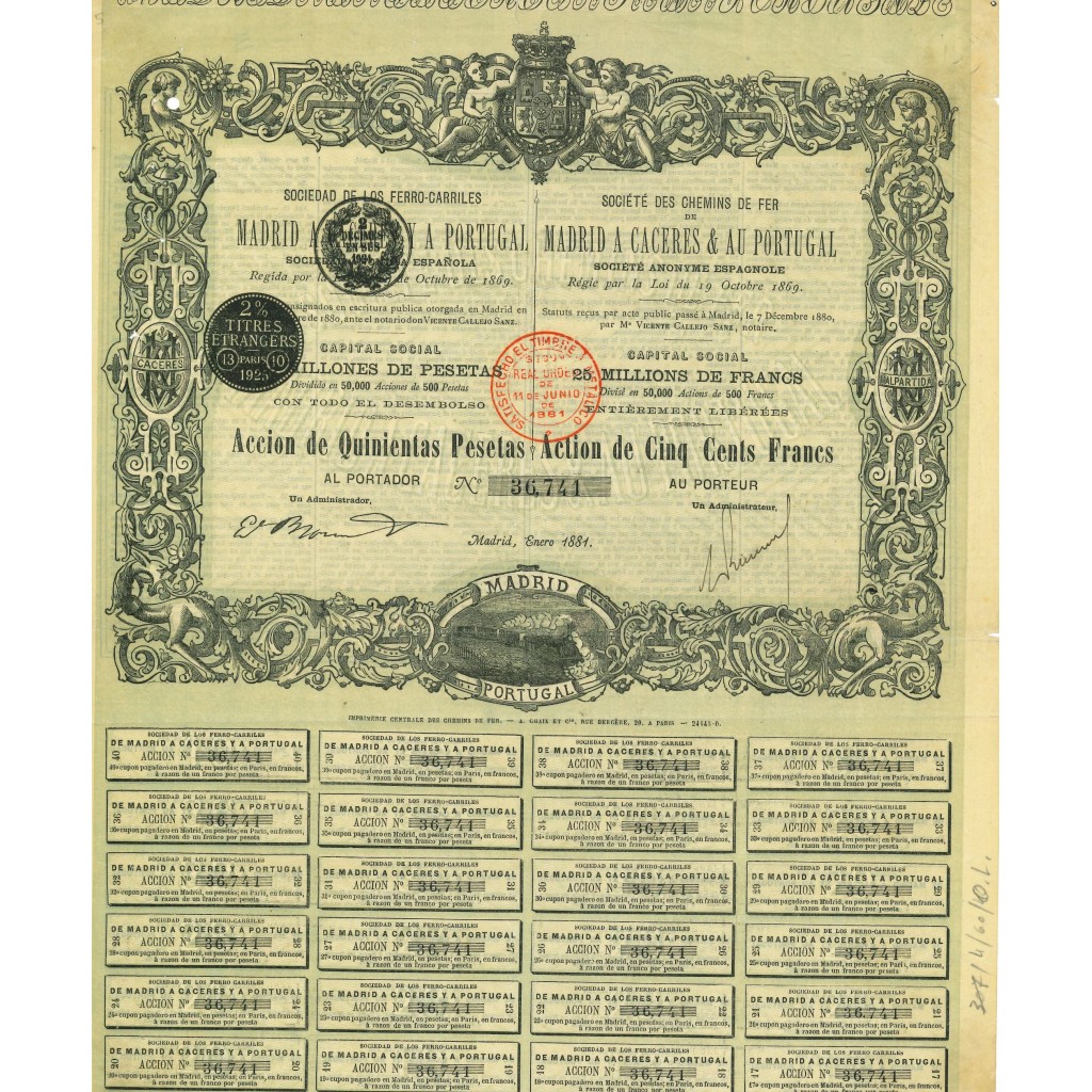 1881 - SOCIETE DES CHEMINS DE FER DE MADRID A...