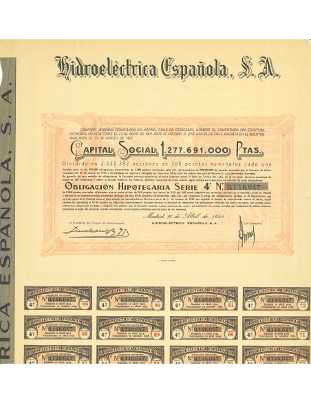 1954 - HIDROELECTRICA ESPANOLA - OBBLIGAZIONE