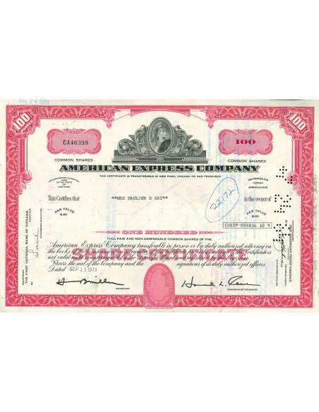 1972 -  AMERICAN EXPRESS COMPANY - 100 AZIONI