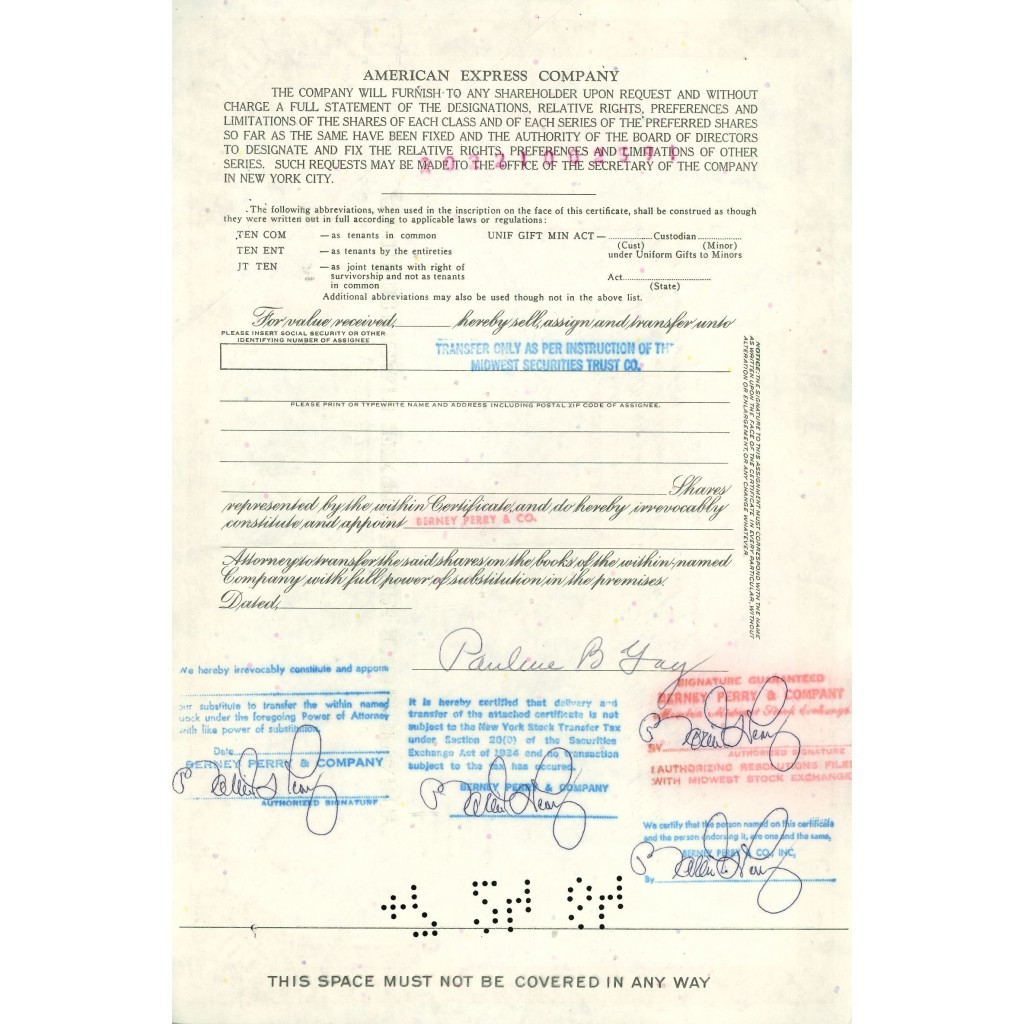 1972 -  AMERICAN EXPRESS COMPANY - 100 SHARES