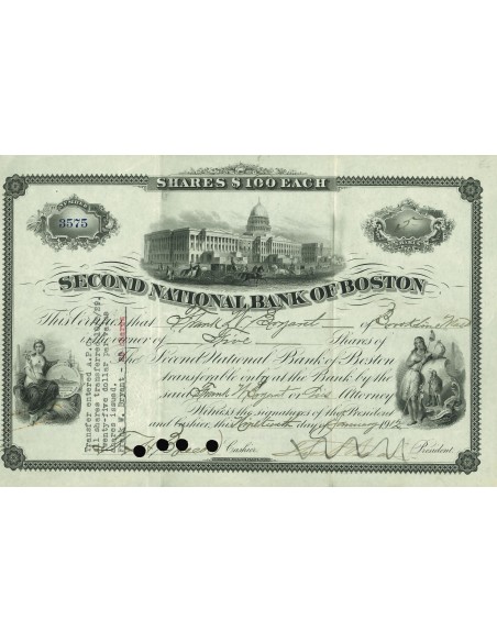 1912 - SECOND NATIONAL BANK OF BOSTON - 5 SHARES
