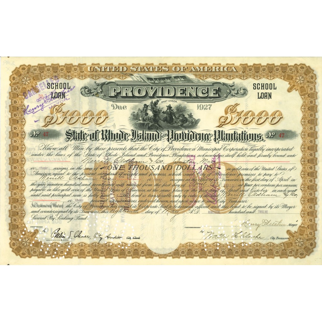 1912 - PROVIDENCE STATE OF RHODE ISLAND - 1000$