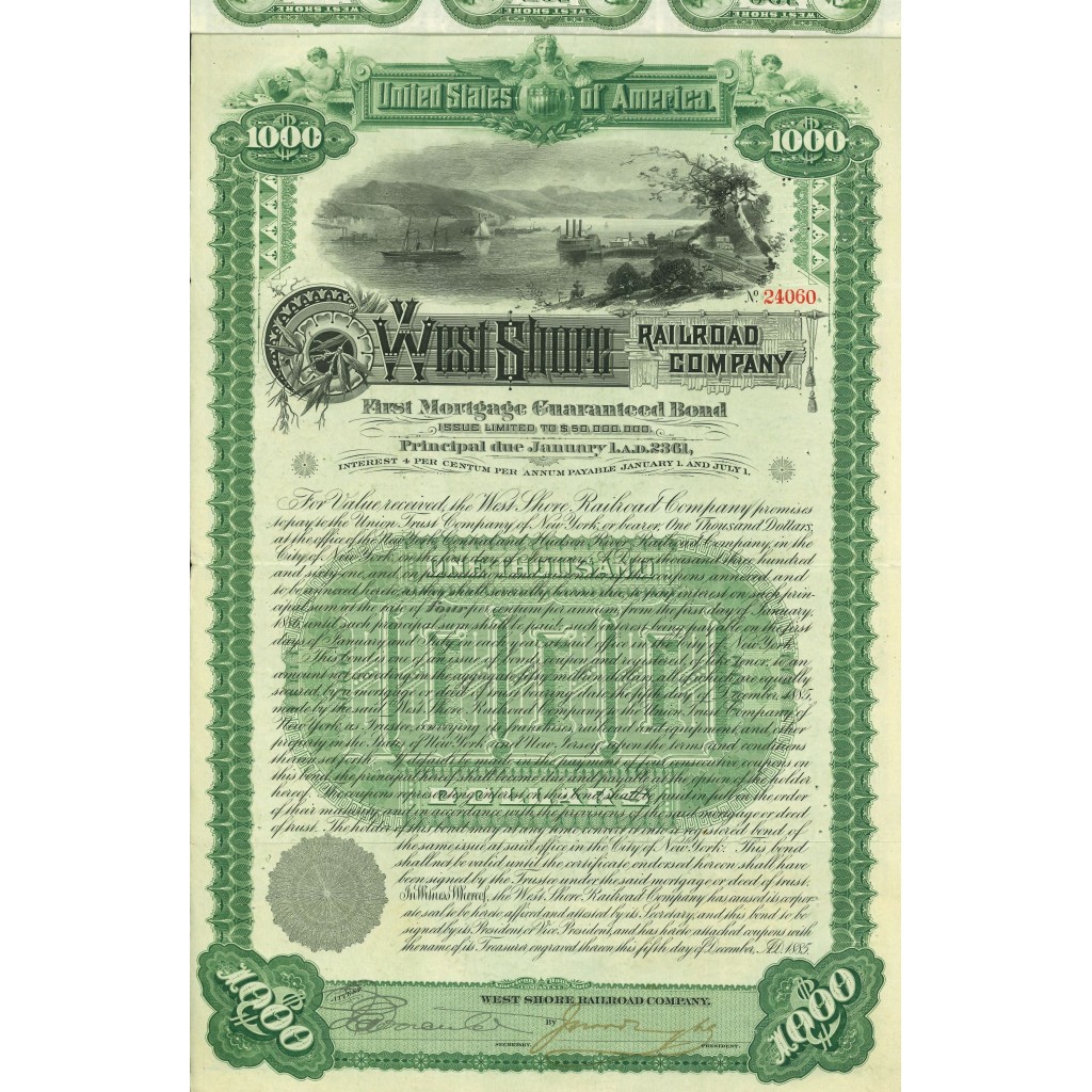 1885 - WEST SHARE RAILROAD COMPANY - 1000$