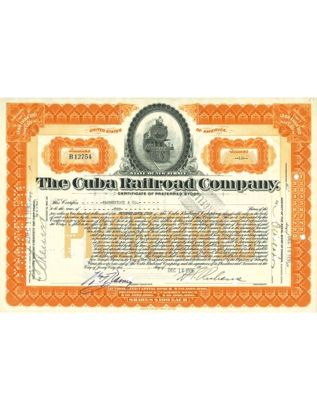 1936 - THE CUBA RAILROAD COMPANY - 10 AZIONI