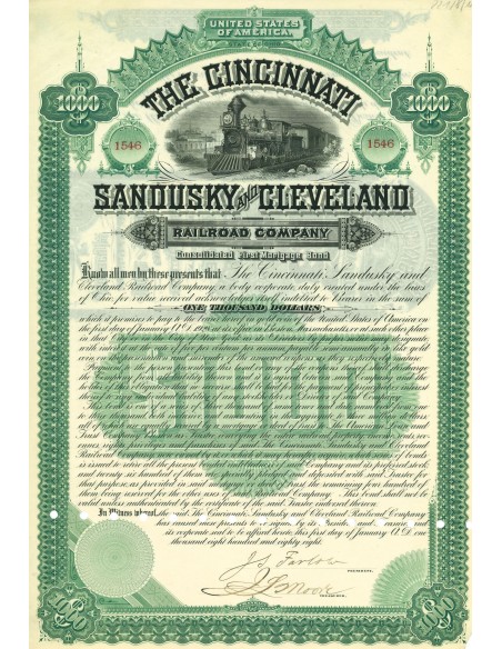 1910 - THE CINCINNATI RAILROAD COMPANY - 1000$