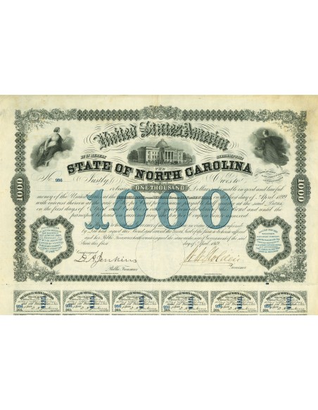 1869 - STATE OF NORTH CAROLINA - $1000