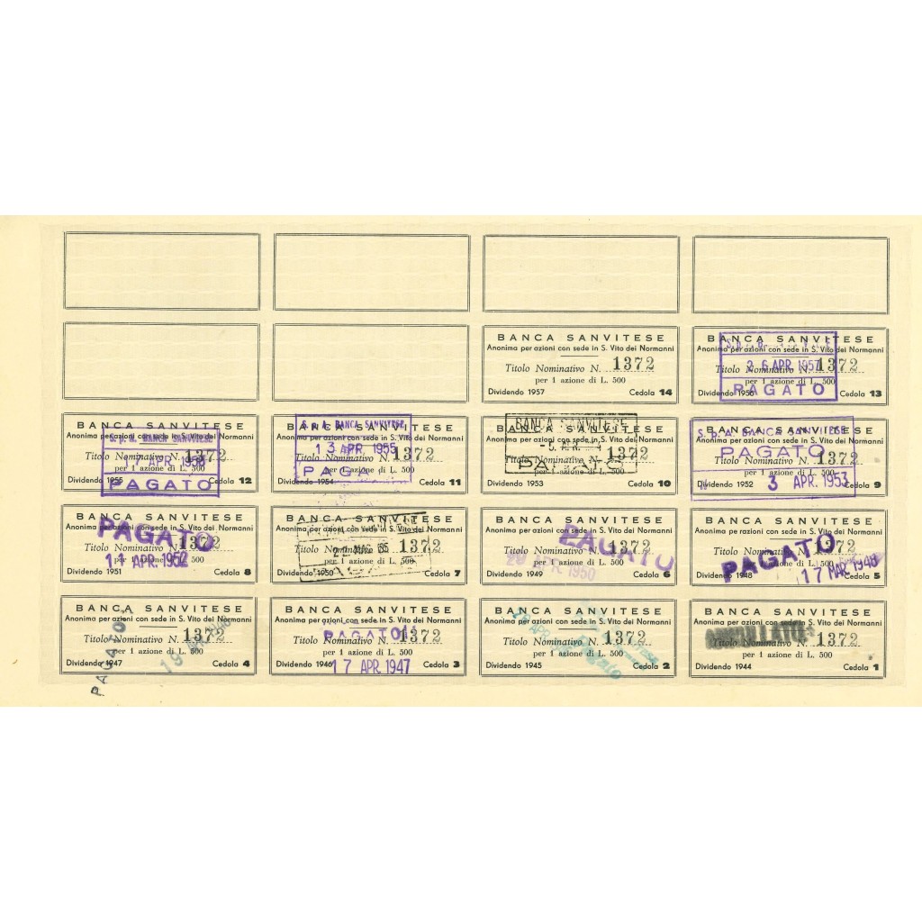 1945 - BANCA SANVITESE - 1 SHARE