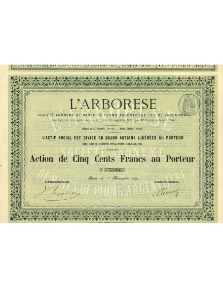 1869 - L'ARBORESE - 500 FRANCS