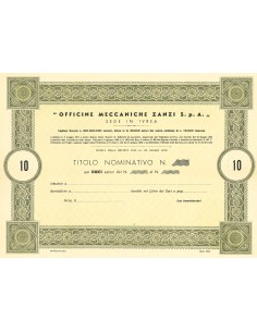 1952 - OFFICINE MECCANICHE ZANZI SPA - 10 AZIONI