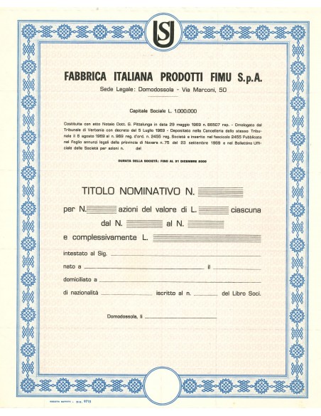 1969 - FABBRICA ITALIANA PRODOTTI FIMU SPA