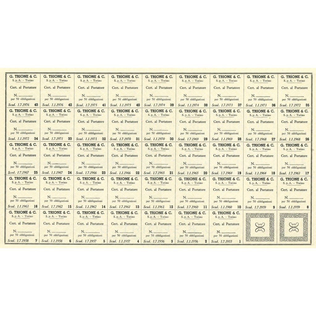 1954 - G. TRIONE & C. - 50 OBBLIGAZIONI