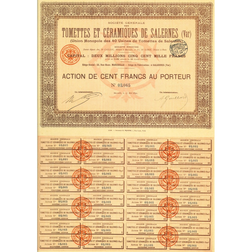 1899 - SOCIETE GENERALE DES TOMETTES ET...