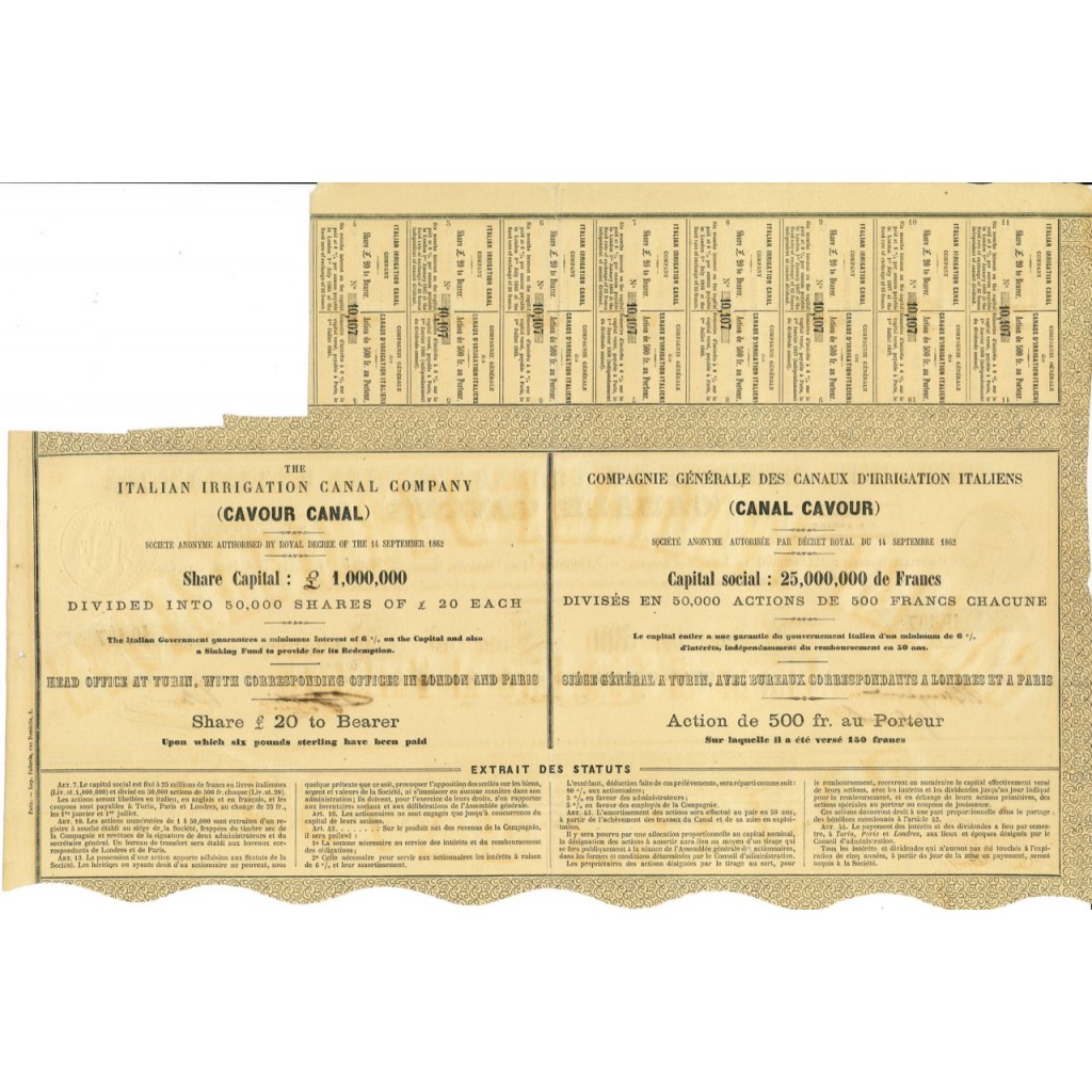 1862 - COMP. GEN. DEI CANALI ITALIANI...