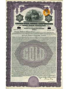 1927 - UNITED STEEL WORKS CORPORATION 6 1/2% BOND $500...